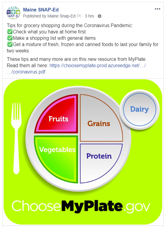 Maine SNAP-Ed is a nutrition education resource for low-income Mainers